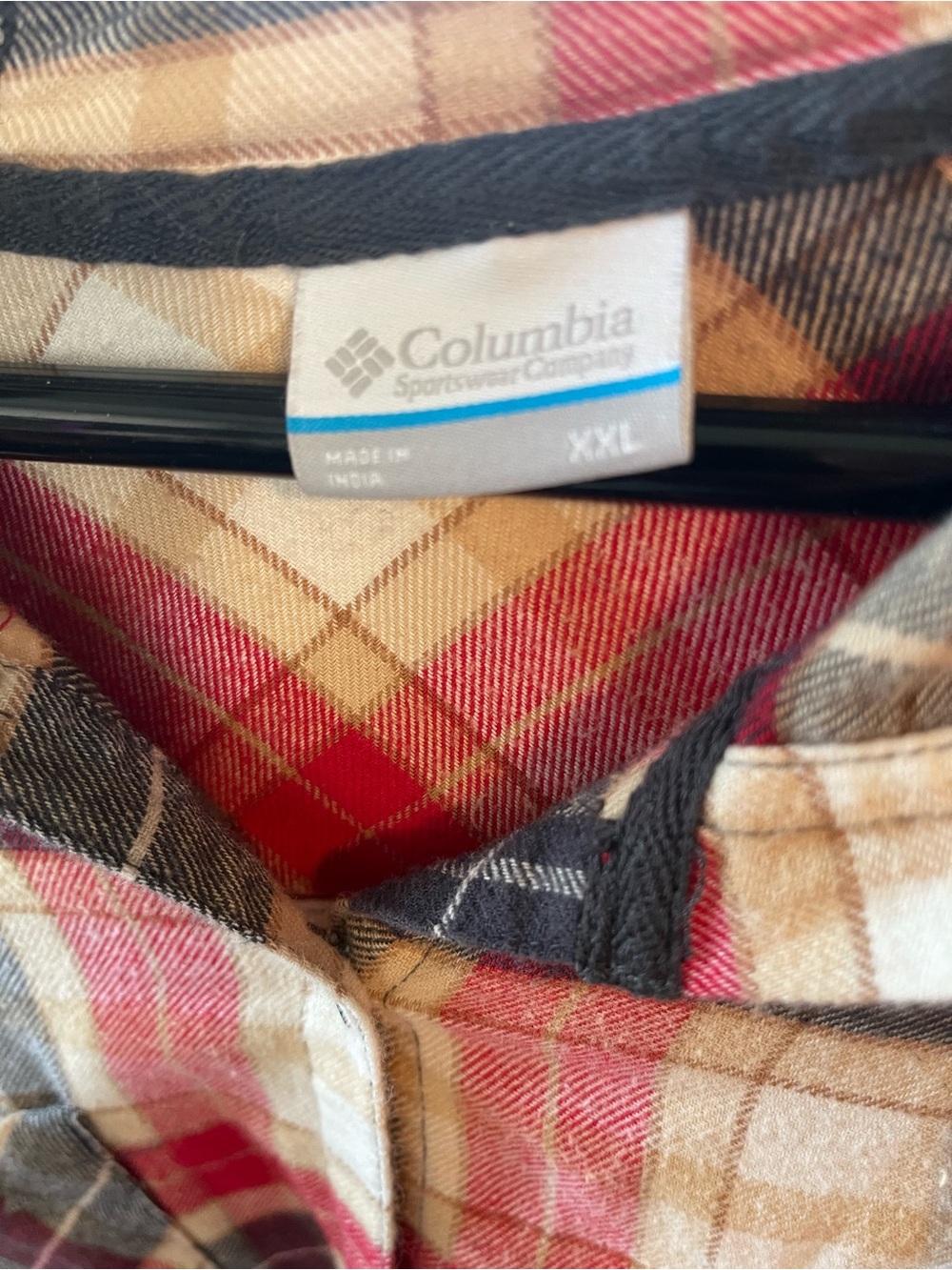 2 shirts: Women’s Columbia Plaid Hooded Flannel Tops - Picture 3 of 6